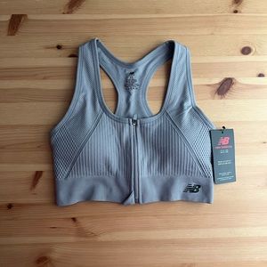 light grey sports bra by New Balance